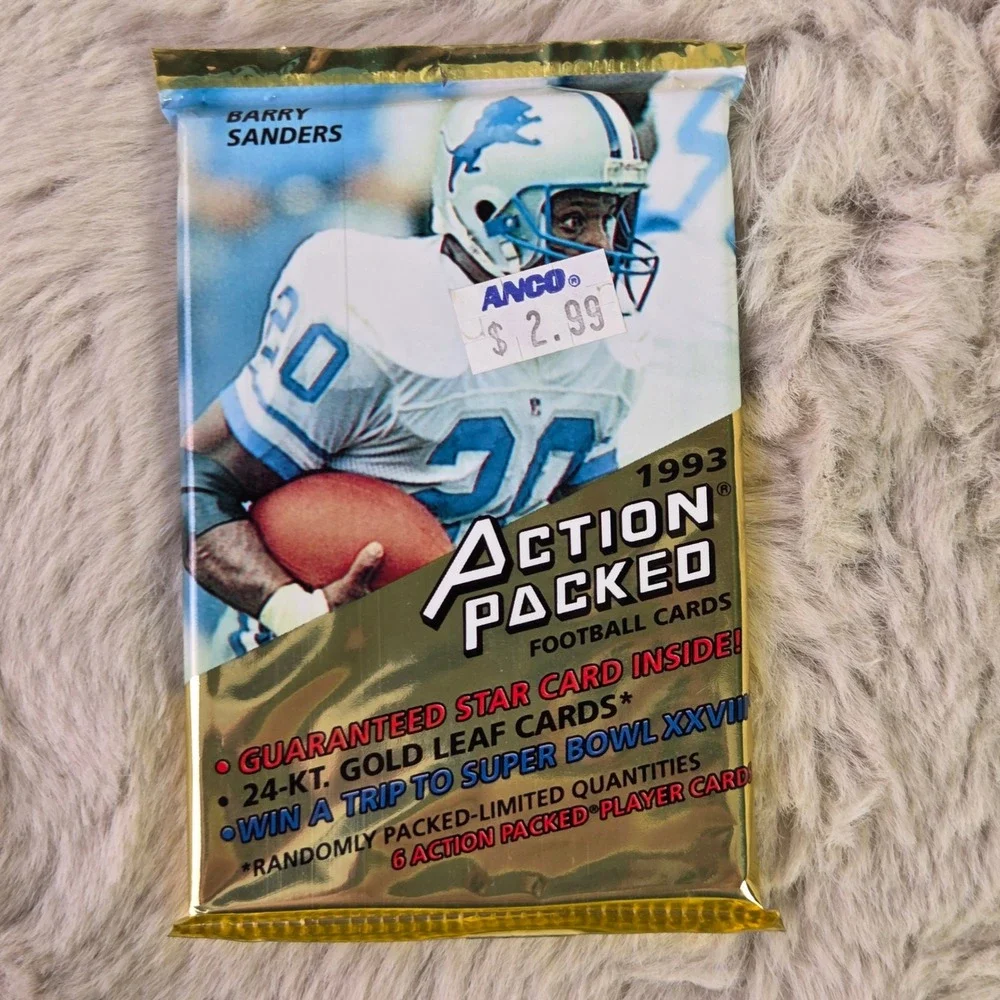 Lot of 5 1993 Action Packed NFL Football Sealed Packs Barry Sanders Irvin